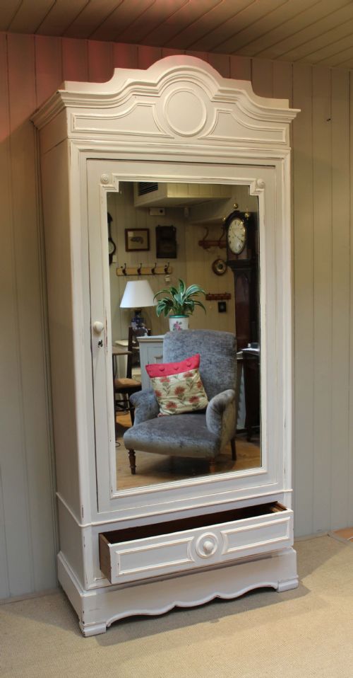Painted Single Mirrored Door Armoire