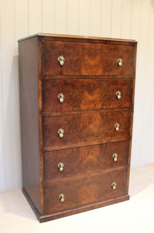 Burr Walnut Chest Tall Chest of Drawers