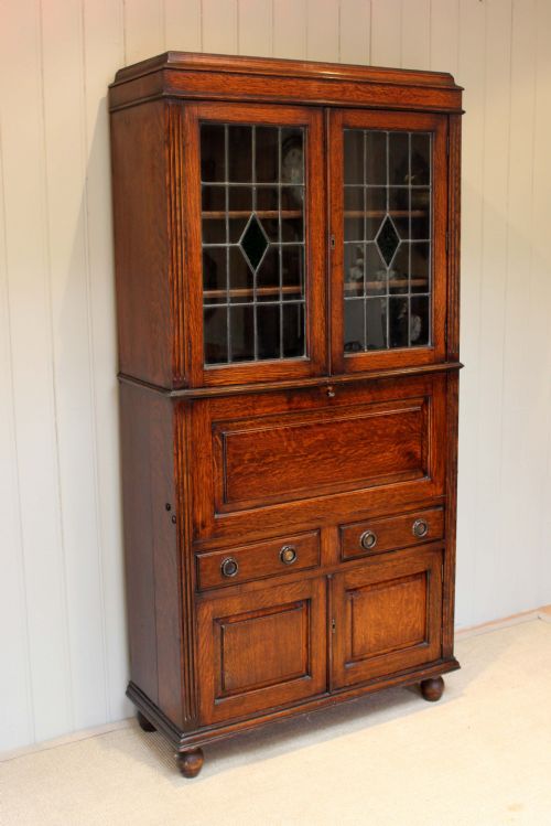 Oak Secretaire Bookcase