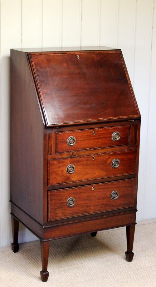 Small Edwardian Inlaid Mahogany Bureau