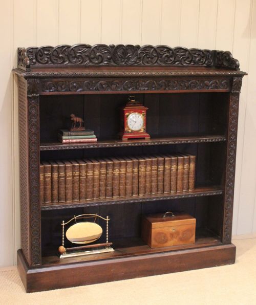 Victorian Dark Oak Open Bookcase