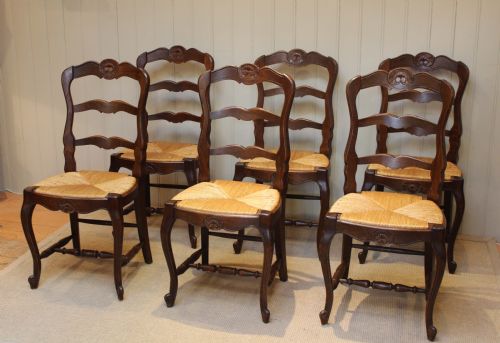 Set of Six French Oak Dining Chairs