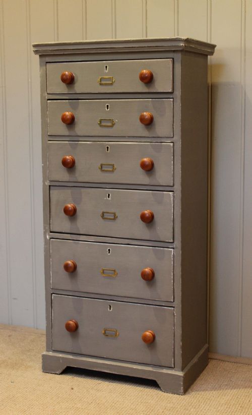 Tall Slim Painted Graduated Chest of Drawers