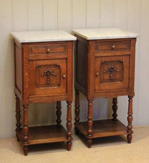 Pair of French Oak Bedside Cabinets