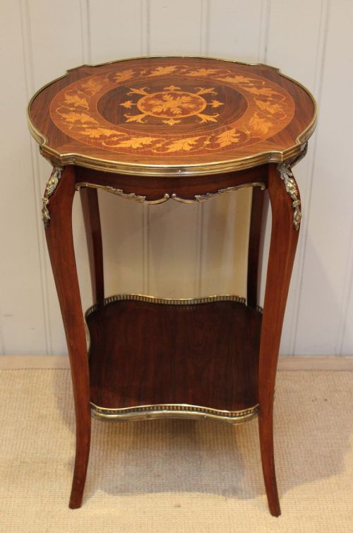 Circular Inlaid Two Tier Table