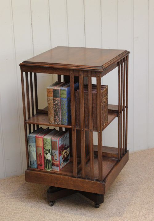 Edwardian Oak Revolving Bookcase