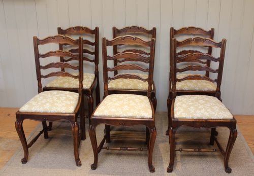 Set of Six French Oak Dining Chairs