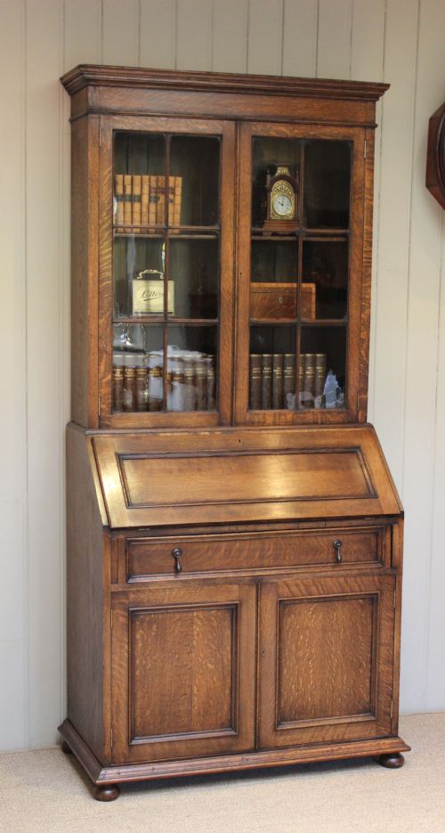 Solid Oak Bureau Bookcase