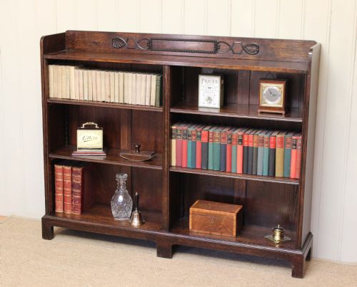 Long Open Oak Bookcase