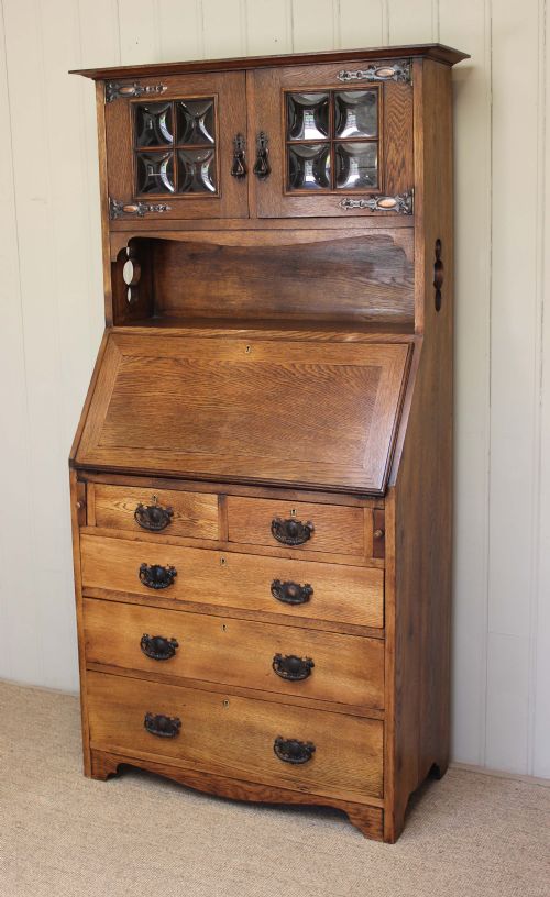 Solid Oak Bureau Bookcase