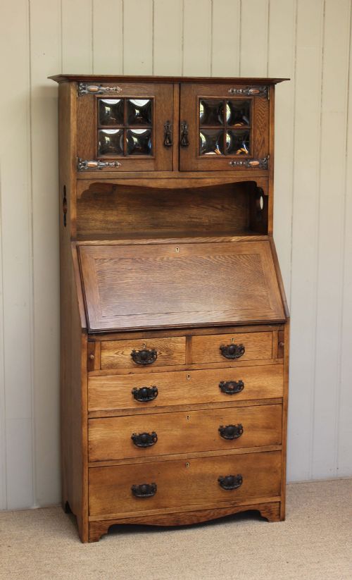 fig 1. Solid Oak Bureau Bookcase