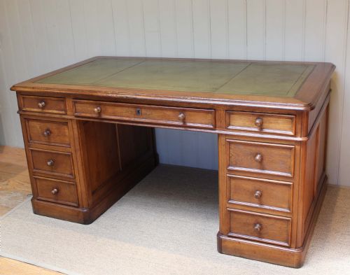 fig 1. Substantial French Oak Pedestal Desk