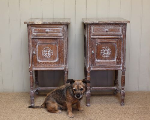 fig 1. Pair Of Limed Oak Bedside Cabinets