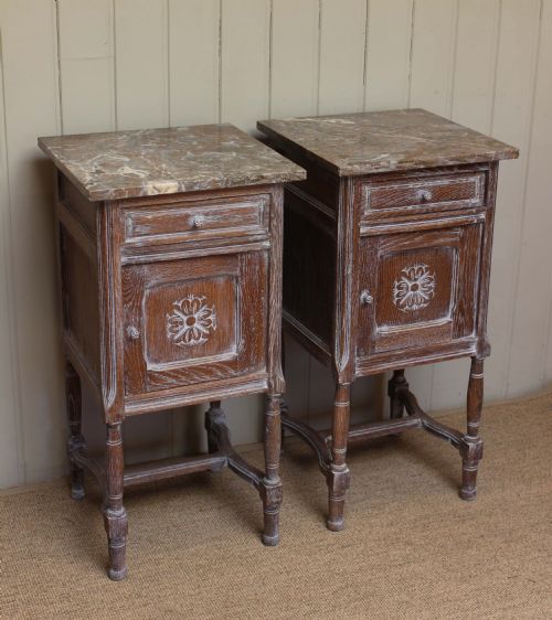 Pair of Limed Oak Bedside Cabinets