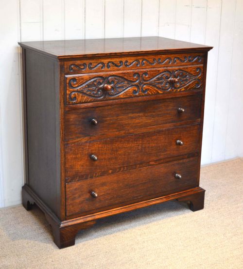 1920s Carved Oak Chest of Drawers