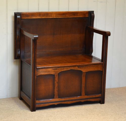 1920s Solid Oak Monks Bench