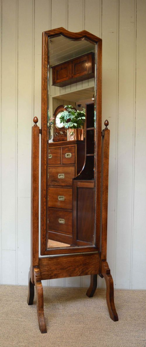 1920s Oak Cheval Mirror