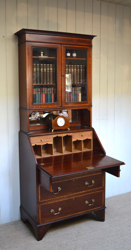 fig 1. Edwardian Inlaid Mahogany Bureau Bookcase