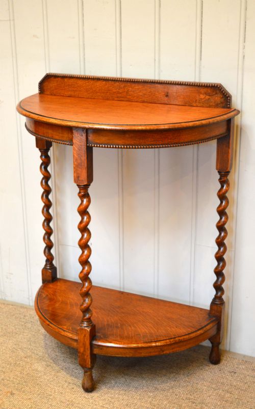 1920s Oak Demi Lune Table