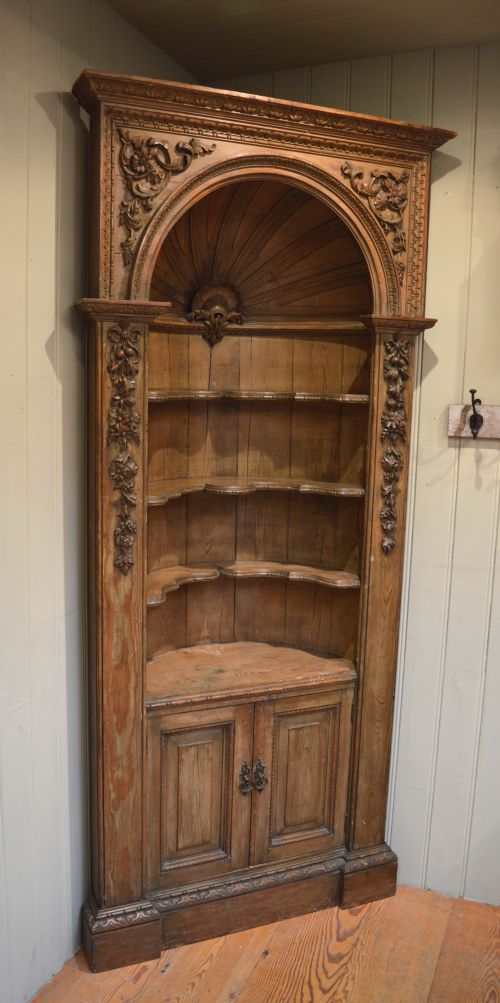 Victorian Carved Pine Corner Cabinet