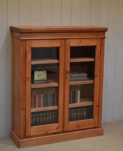 Pine Two Door Glazed Bookcase