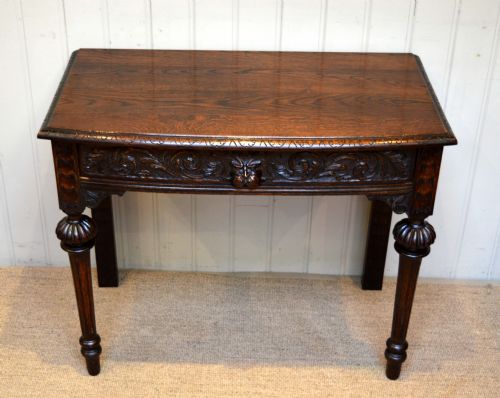 Bow Front Carved Oak Table