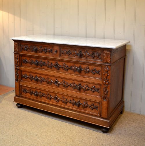 fig 1. French 19th Century Marble Top Oak Chest
