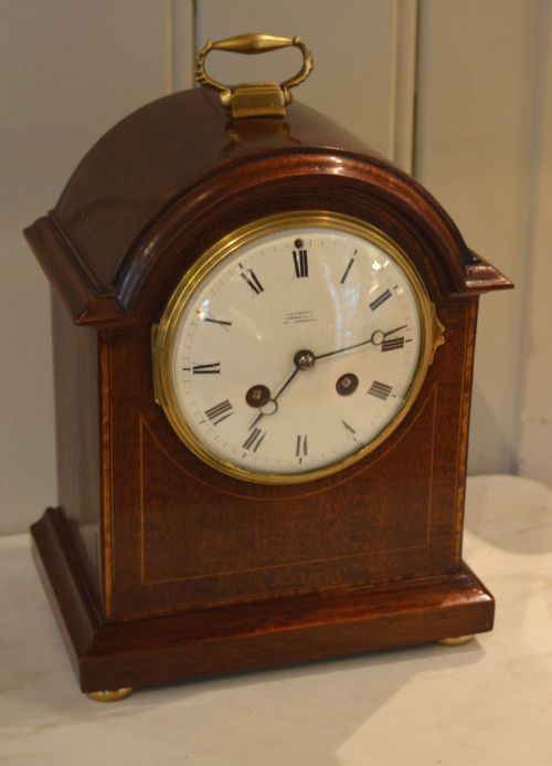 fig 1. Mahogany and Inlay Striking Mantel Clock