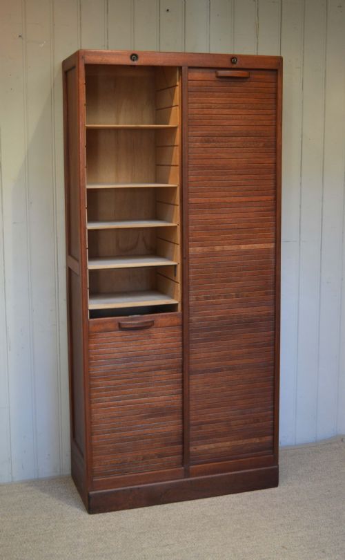 fig 1. French Walnut Tambour Front Filing Cabinet