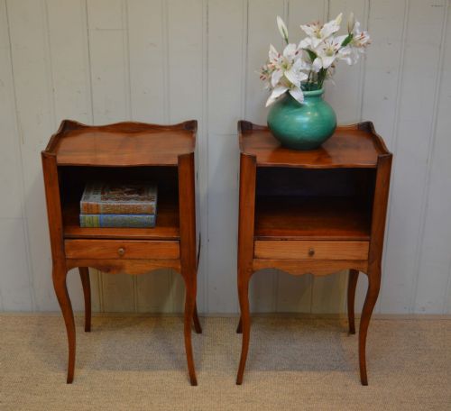 Pair of French Cherrywood Bedside Cabinets
