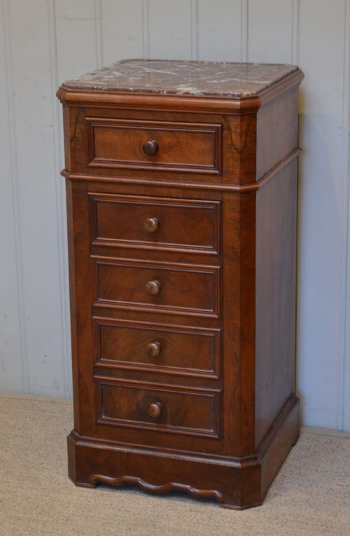 Marble Top Walnut Cabinet