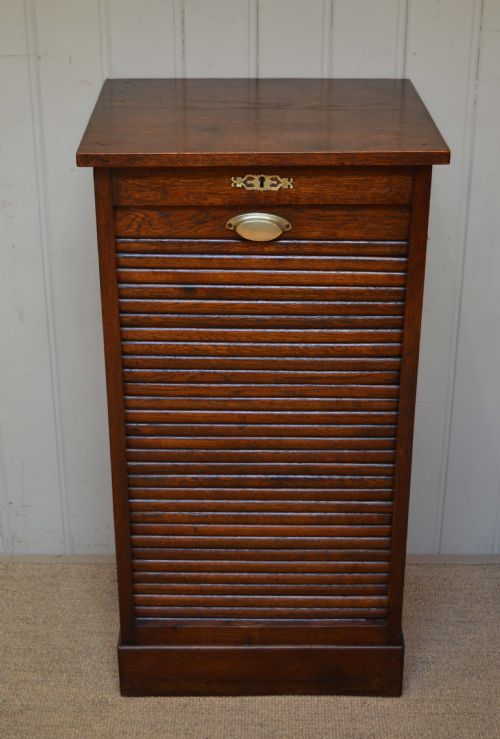 French Oak Single Tambour Front Filing Cabinet