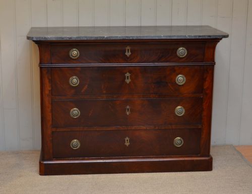 French Empire Mahogany Marble Top Chest/commode