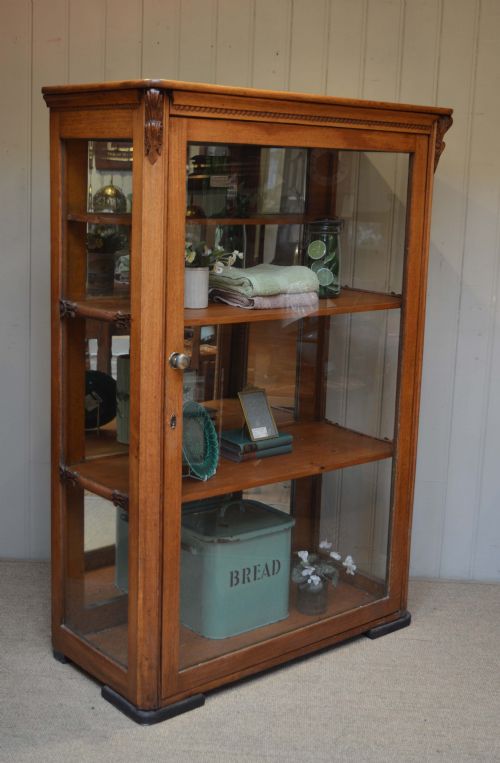Edwardian Solid Oak Shop Display Cabinet