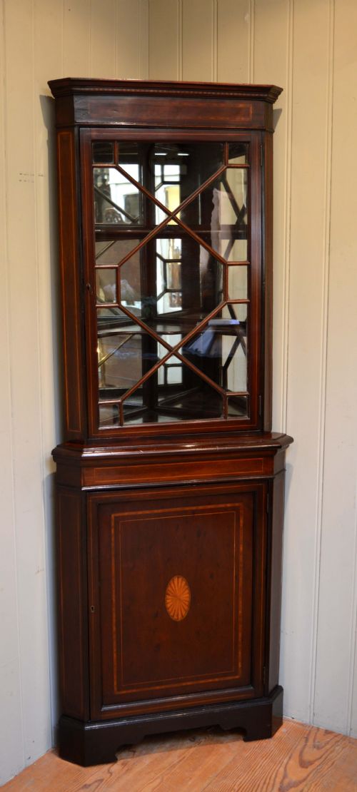 Inlaid Mahogany Corner Cabinet