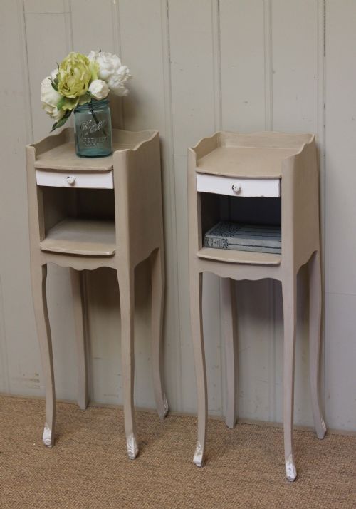Pair of Slim Painted Bedside Cabinets