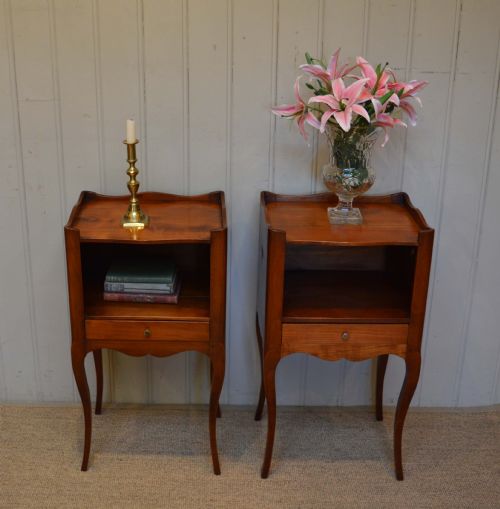 Pair of French Cherrywood Bedside Cabinets