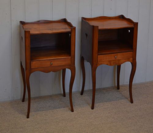fig 1. Pair Of French Cherrywood Bedside Cabinets