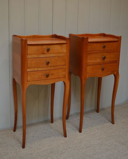 Pair of French Cherrywood Bedside Cabinets