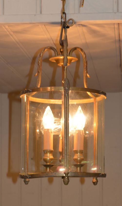 fig 1. French Brass And Circular Glass Hall Lantern