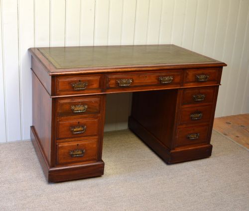 Edwardian Walnut Pedestal Desk