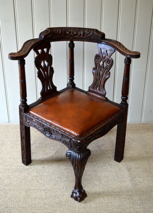 Carved Oak Corner Chair