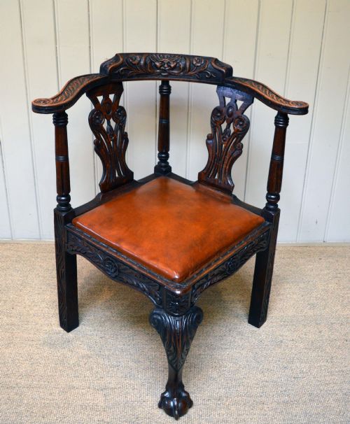 fig 1. Carved Oak Corner Chair
