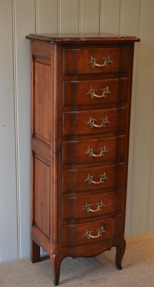 Tall French Cherry Wood Chest of Drawers