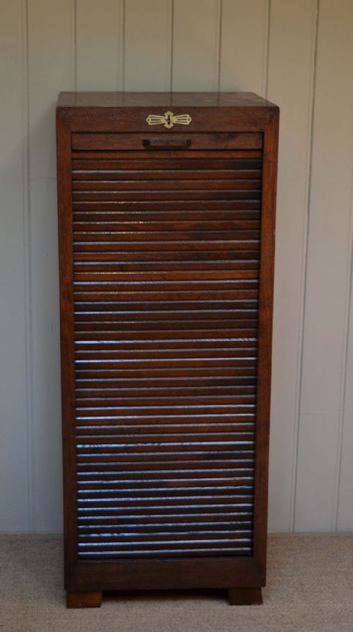 French Oak Tambour Front Filing Cabinet