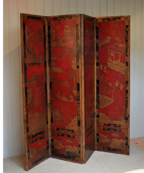 Red Chinoiserie Screen