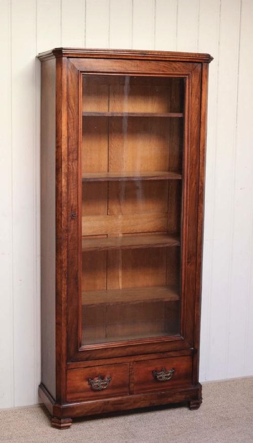 fig 1. French Walnut Tall Glazed Bookcase