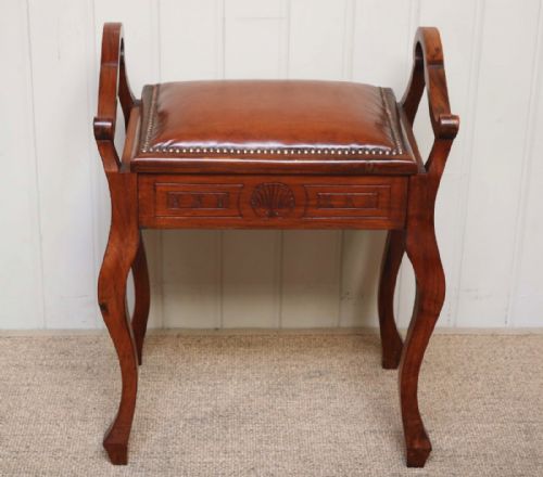 Edwardian Walnut Piano Stool