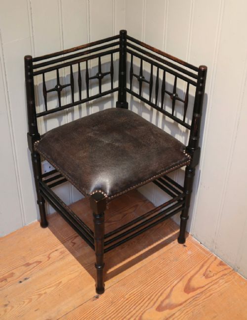 Morris & Co Ebonised Corner Chair