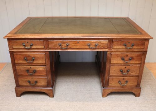 Large Oak Pedestal Desk